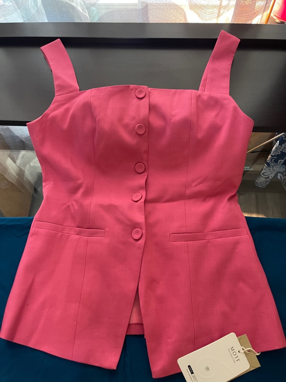 MOTF Hot Pink Button-Front  with Wide Straps